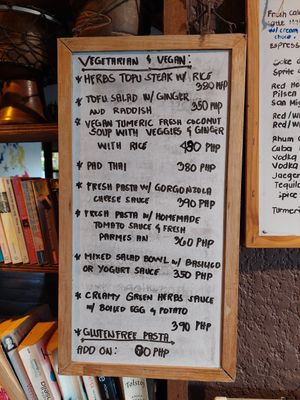 Vegetarian/Vegan Menu at Herbs Guest House in Moalboal