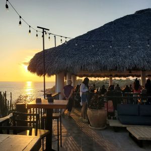 Restaurant has a view of the sunset even when the sun is pretty far north in mid-March at Espadín in Puerto Escondido