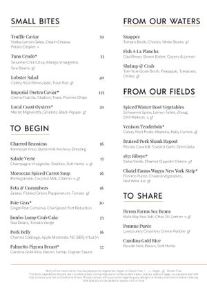 Great menu with tons of vegan options and specials.    at Charleston Grill in Charleston