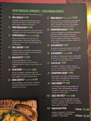 Vegetarian menu. at Dastoor in Berlin