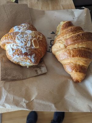 Almond and plain croissant at Blessings Cafe in St Kilda