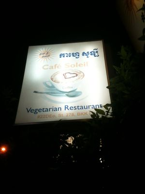 Street sign at Cafe Soleil in Phnom Penh