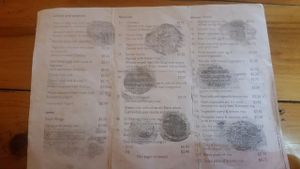 Menu at Cafe Soleil in Phnom Penh