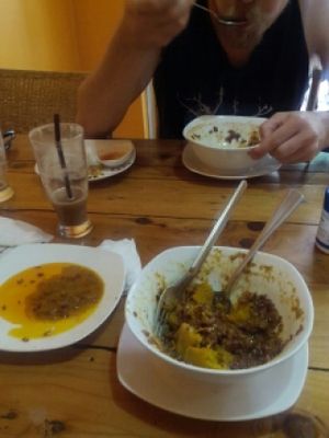 pumpkin curry with a side of grease at Cafe Soleil in Phnom Penh