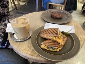 Vegan sandwich, oat latte and vegan chocolate cookie  at Verve Coffee - Kamakura Yukinoshita in Kamakura