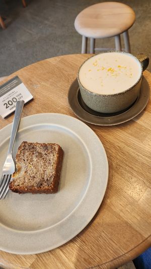 New vegan gluten-free banana bread and elderflower latte😋 at Verve Coffee - Kamakura Yukinoshita in Kamakura