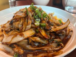 Black mushroom dan dan noodles  at Uncle Wang in Brisbane