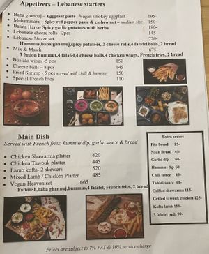 Menu 3 of 4 - Appetizers and mains  at Hummus Heads - Sathorn in Bangkok