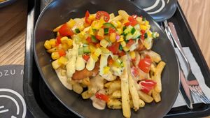 Chicken loaded fries at Veg Stop in Riga