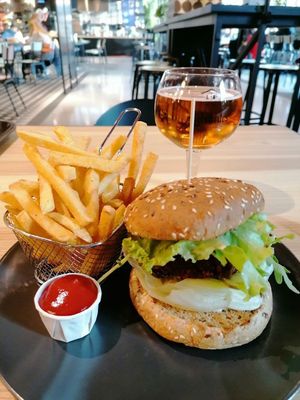 Really recommend the beyond Burger and if you still got some place in your stomach after that, have some churros! Love that there is an all vegan place in the food court!! at Veg Stop in Riga