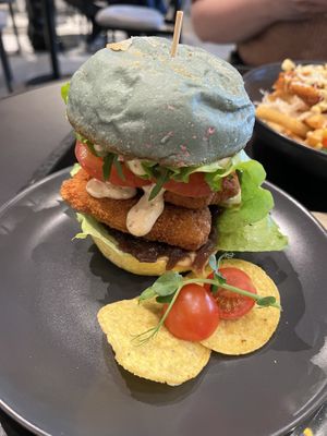 Fake chicken burger  at Veg Stop in Riga