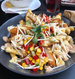 Loaded no-chicken fries  at Veg Stop in Riga