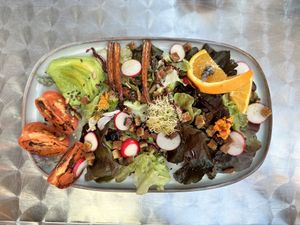 Tempeh salad - look at those colours!  at Manipura in Tenerife