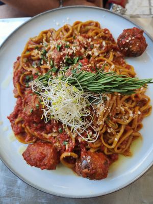 Bigoli Ragù veg at Manipura in Tenerife