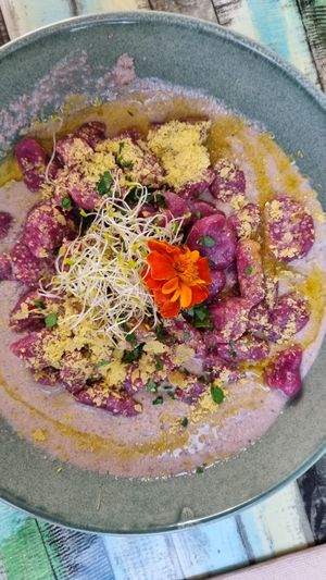 Beetroot gnocchi at Manipura in Tenerife
