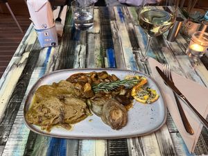 Seitan stack with potatoes and mushrooms #Veganuary at Manipura in Tenerife