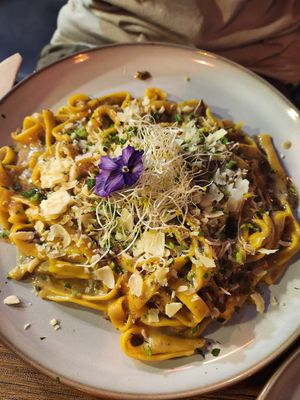 Mushroom and truffle tagliatelle at Manipura in Tenerife