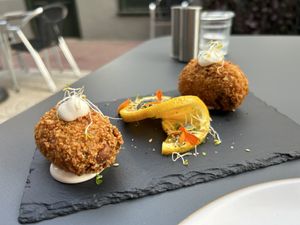 Mushroom arancini  at Manipura in Tenerife