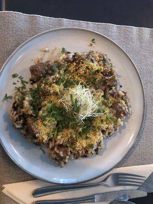 Risotto with radicchio and chorizo  at Manipura in Tenerife