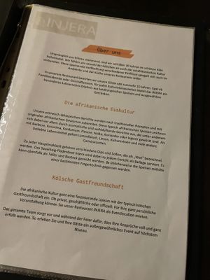 Menu  at Injera in Cologne