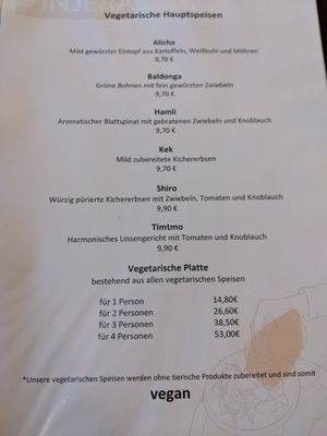 Speisekarte at Injera in Cologne