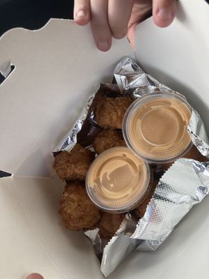 Mac n cheese bites!! Amazing I didn’t like the sauce tho I’d prefer a cheese sauce   at Good Roots in Akron