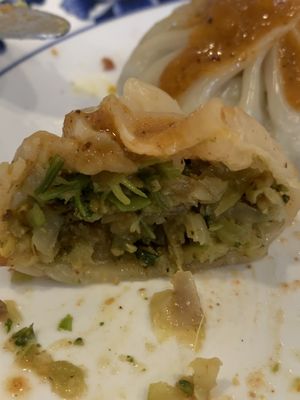 Inside vegan momo  at Himalaya MoMo in Sacramento