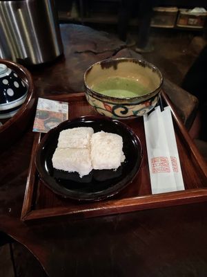 Limited special Set (matcha and coconut mochi) at Amazake Chaya  in Hakone