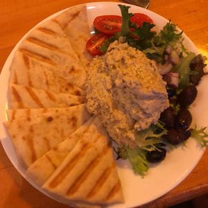 Homemade hummus and pita at Napi's in Provincetown