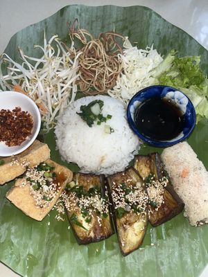 Tofu eggplant rice dish  at Maison Trang Restaurant in Hue
