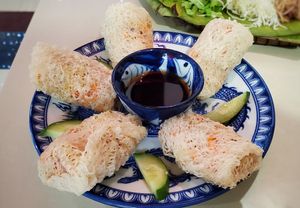 The amazing veg spring rolls at Maison Trang Restaurant in Hue