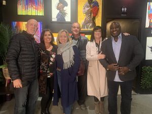 Fun night out at Boukan on the Danforth with friends.  Beautiful artwork adorning their walls.  at Boukan in Toronto