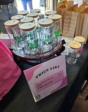 Drinking glass at Hella Plants Market in Oakland