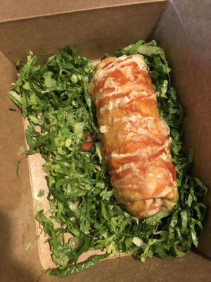 Fried burrito!! Soooo good it’s perfectly crunchy and the inside is delicious   at NahMaStay Vegan in Bronx