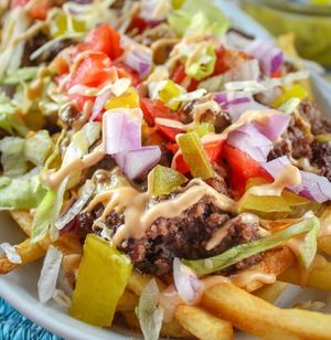 Cheeseburger Fries at NahMaStay Vegan in Bronx
