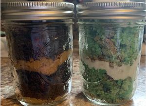 Reese’s and pistachio cake jars  at NahMaStay Vegan in Bronx