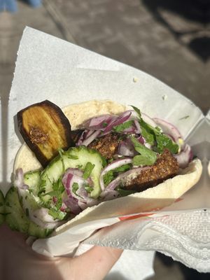 Pita falafel with aubergine   at King Falafel in The Hague