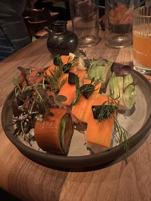 Vegan rolls and sashimi  at Tokio in Budapest