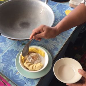 banana & mango sticky rice  at On's Thai Isaan in Kanchanaburi