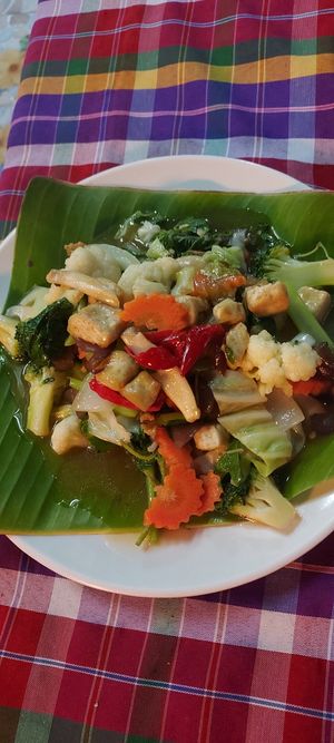 Stir fried veg at On's Thai Isaan in Kanchanaburi