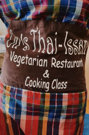 Cooking class apron  at On's Thai Isaan in Kanchanaburi