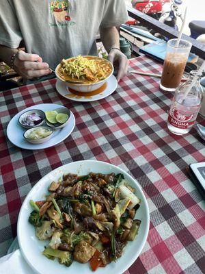 Khao Soi and Pad See Ew  at On's Thai Isaan in Kanchanaburi