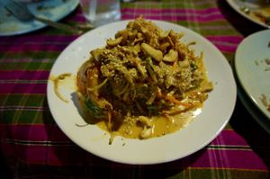 Banana flower salad FTW!  at On's Thai Isaan in Kanchanaburi