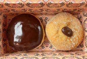 Boston Cream and Choc Bomboloni  at Brammibal's Donuts - Jungfernstieg in Hamburg