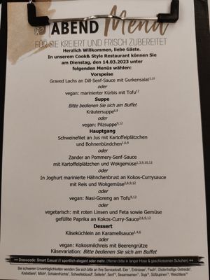 Example four course menu (changes on daily base) at Lifestyle Resort Zum Kurfürsten in Bernkastel-kues