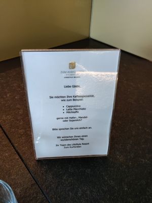 You can ask for the plant based coffee selection at Lifestyle Resort Zum Kurfürsten in Bernkastel-kues