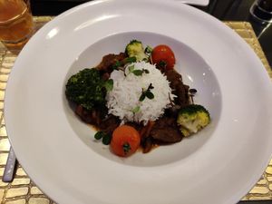 Rice with soy goulash (main course) at Lifestyle Resort Zum Kurfürsten in Bernkastel-kues