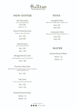 Updated menu as of Mar 6, 2024 at Buutan Vegan Grocery & Café in Tacloban
