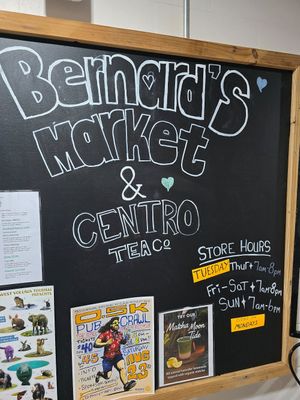 Sign with hours as of 8/23/25 at Centro Tea Co in Deland