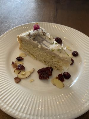 Vegan lemon lavender cake  at Organico Bistro in Caguas